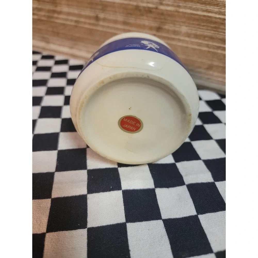 Vintage Morton Salt Girl Ceramic Lidded Jar Made in Japan Cracked Chipped